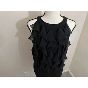 ECI New York Halter Sleeveless blouse Jabot blouse sleeveless. Size L.